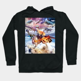 Trippy Galaxy Corgi Dog Riding Dinosaur Hoodie